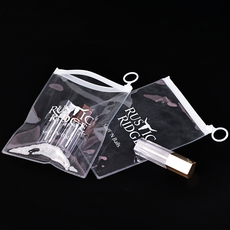 Long transparent PVC zipper bag with ring