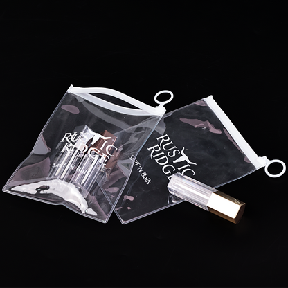 Long transparent PVC zipper bag with ring
