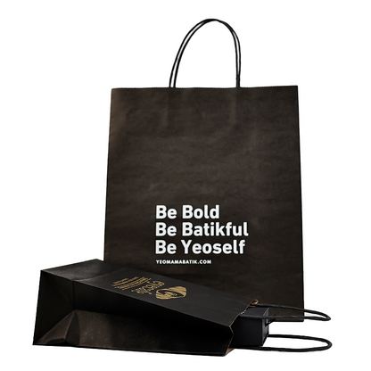 Black all over print brown kraft paper tote bag