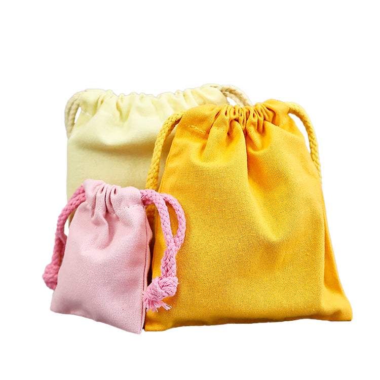 Yellow and pink drawstring cotton bag 10.23