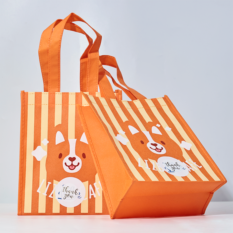 Orange full print non-woven tote bag