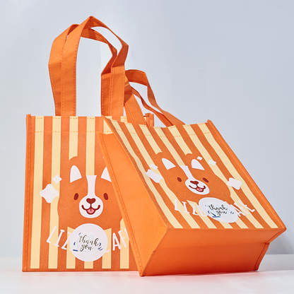 Orange full print non-woven tote bag