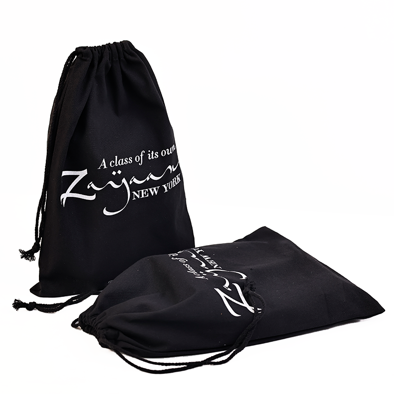 Black cotton drawstring bag 7.17