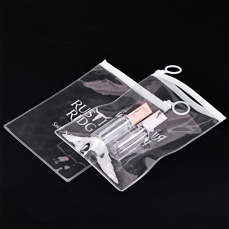 Long transparent PVC zipper bag with ring