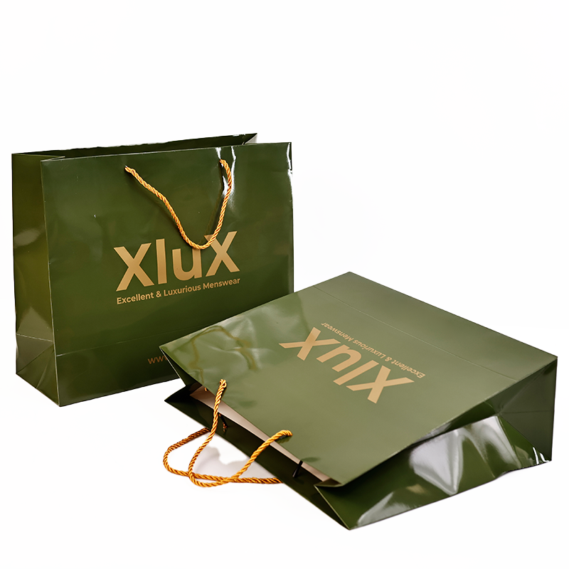 Green gold printed white card tote bag