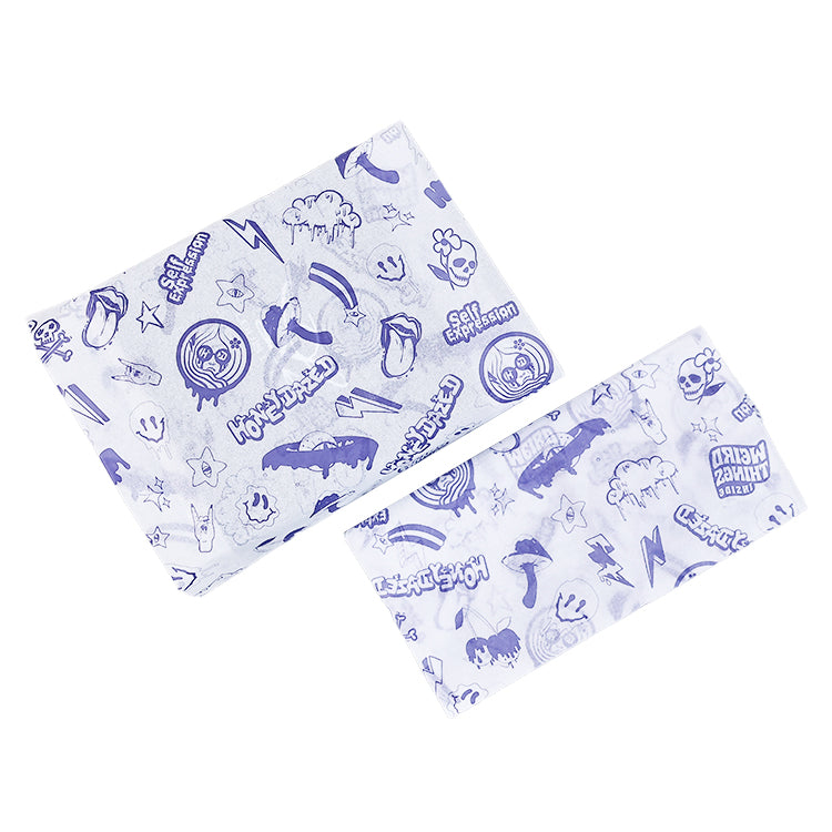 White Shirley Paper Small Size Various Patterns Printed Blue Wrapping Paper