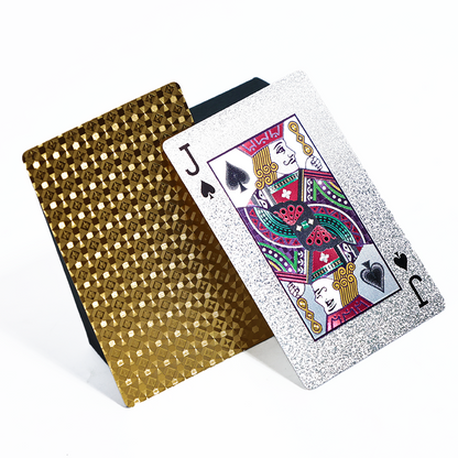Gold and silver full-page glitter poker cards 11.28