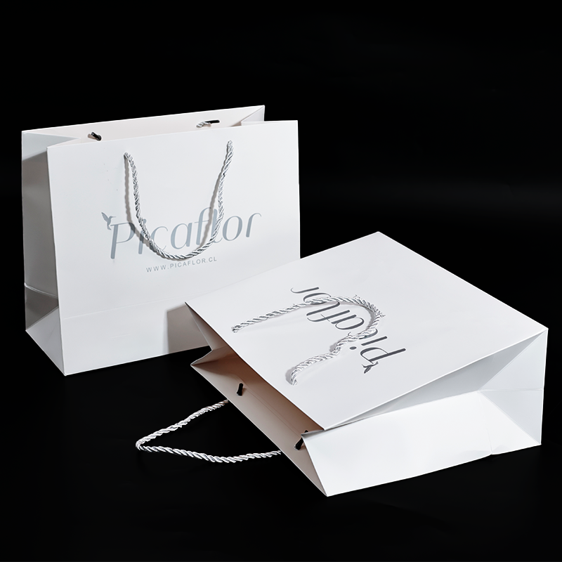 White pattern hot stamping silver card tote bag