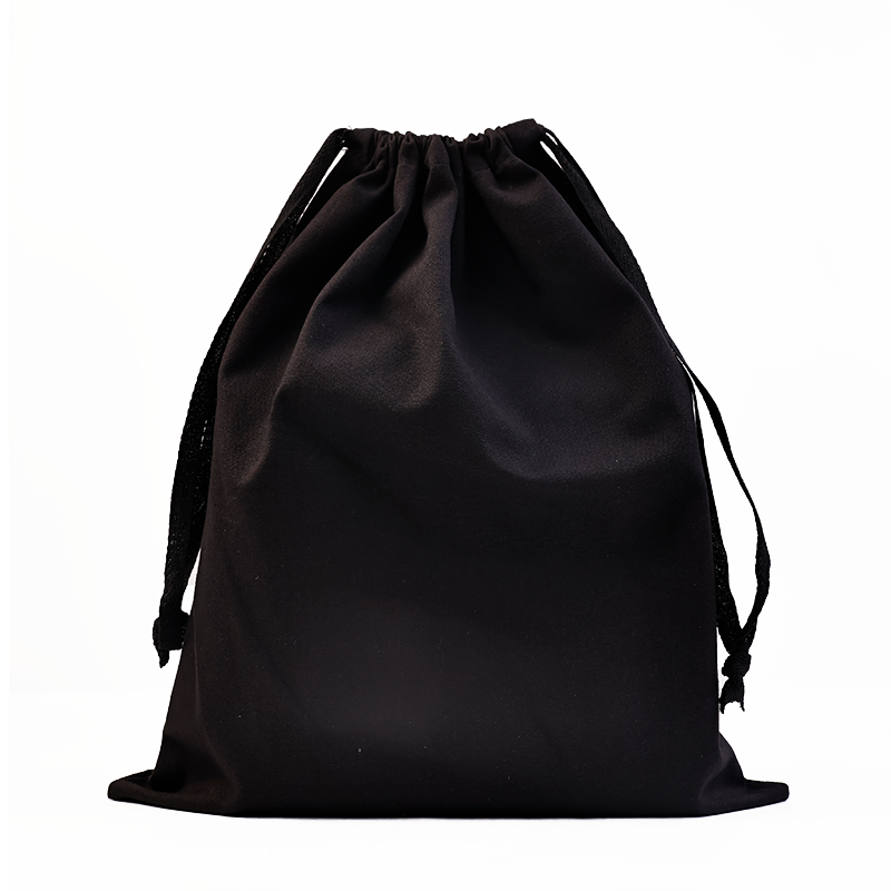 Black canvas drawstring bag 7.8