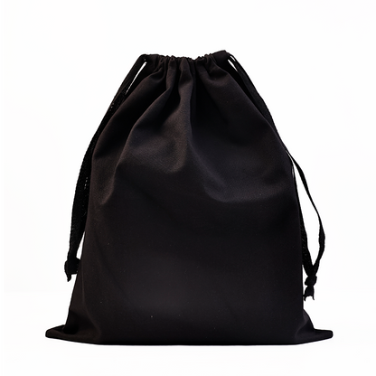 Black canvas drawstring bag 7.8