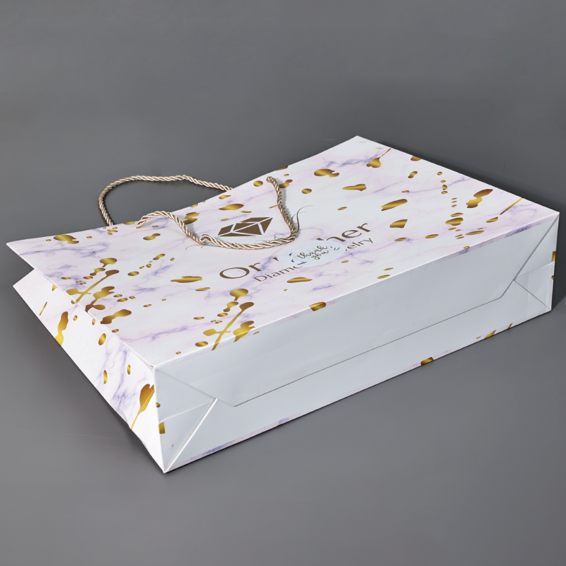 Marble pattern all over print gold stamped tote bag