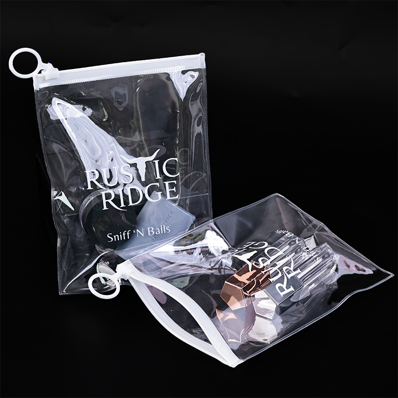 Long transparent PVC zipper bag with ring