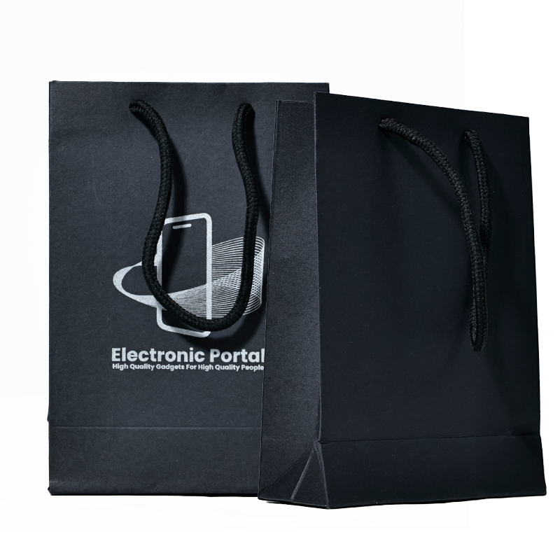 Black pattern silver printed paper bag