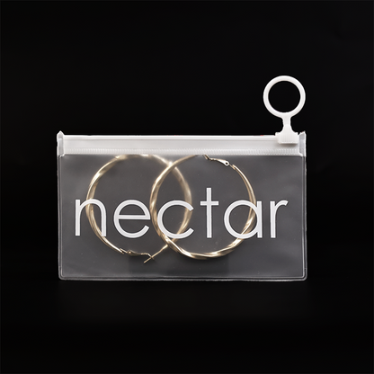 Long transparent frosted white ring zipper bag