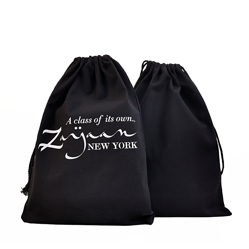 Black cotton drawstring bag 7.17