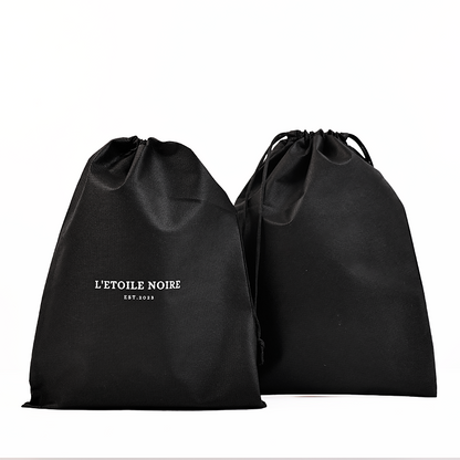 Black non-woven drawstring bag 7.18