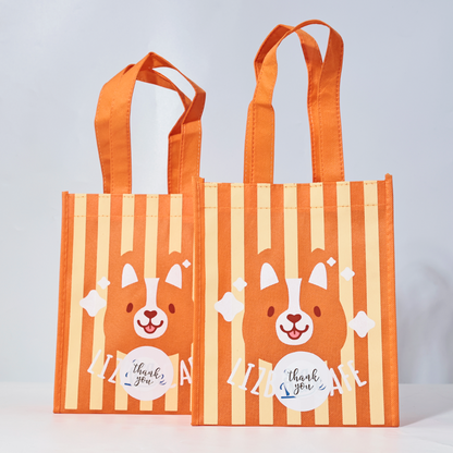Orange full print non-woven tote bag 3.31