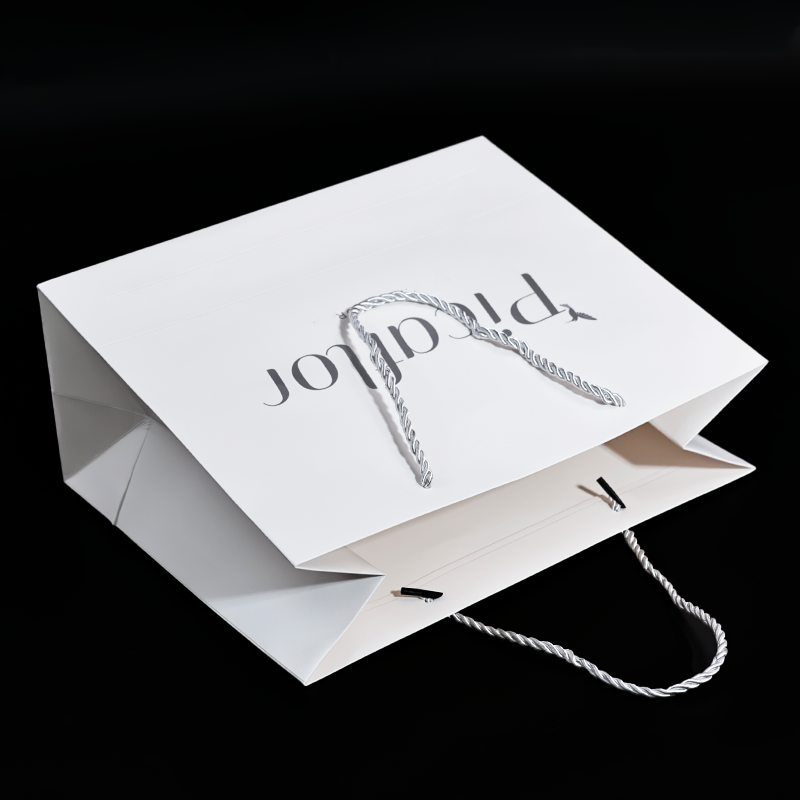 White pattern hot stamping silver card tote bag