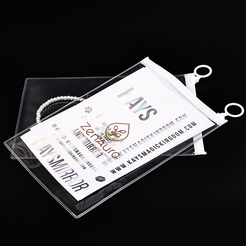 White transparent PVC ring zipper bag