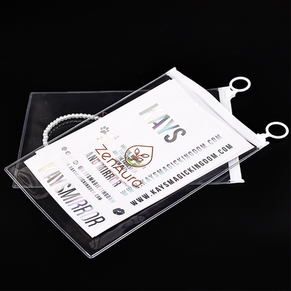 White transparent PVC ring zipper bag