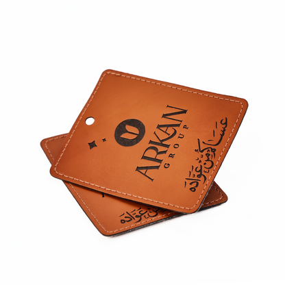 Brown embossed imitation leather hangtag 7.29