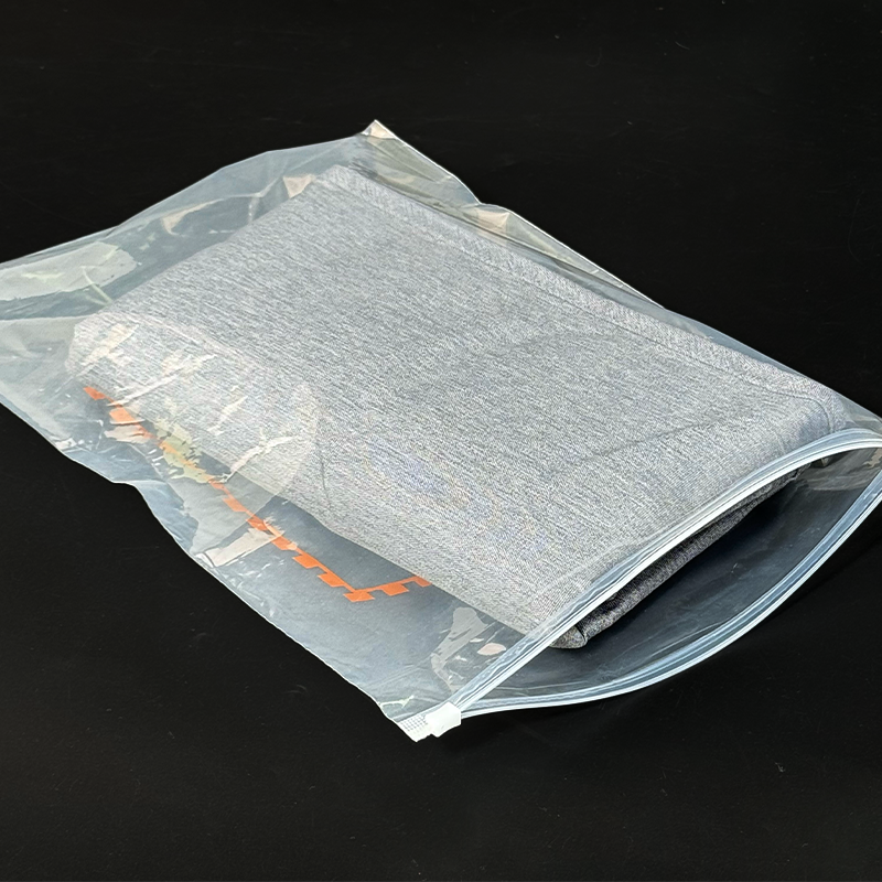 Orange printed transparent PE zipper bag