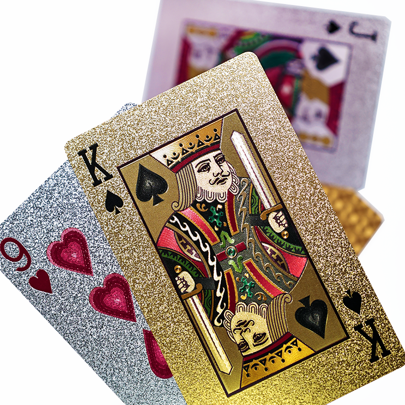 Gold and silver full-page glitter poker cards 11.28