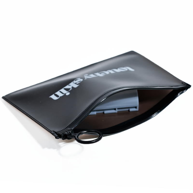 Black frosted ring zipper bag