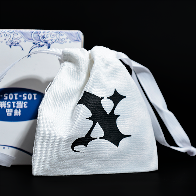 White small canvas drawstring bag 12.17