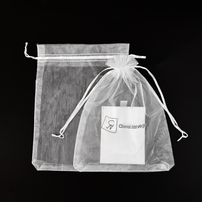 White transparent mesh drawstring bag 7.23