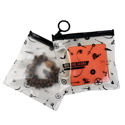 Black pull ring pattern single side full print frosted zipper bag