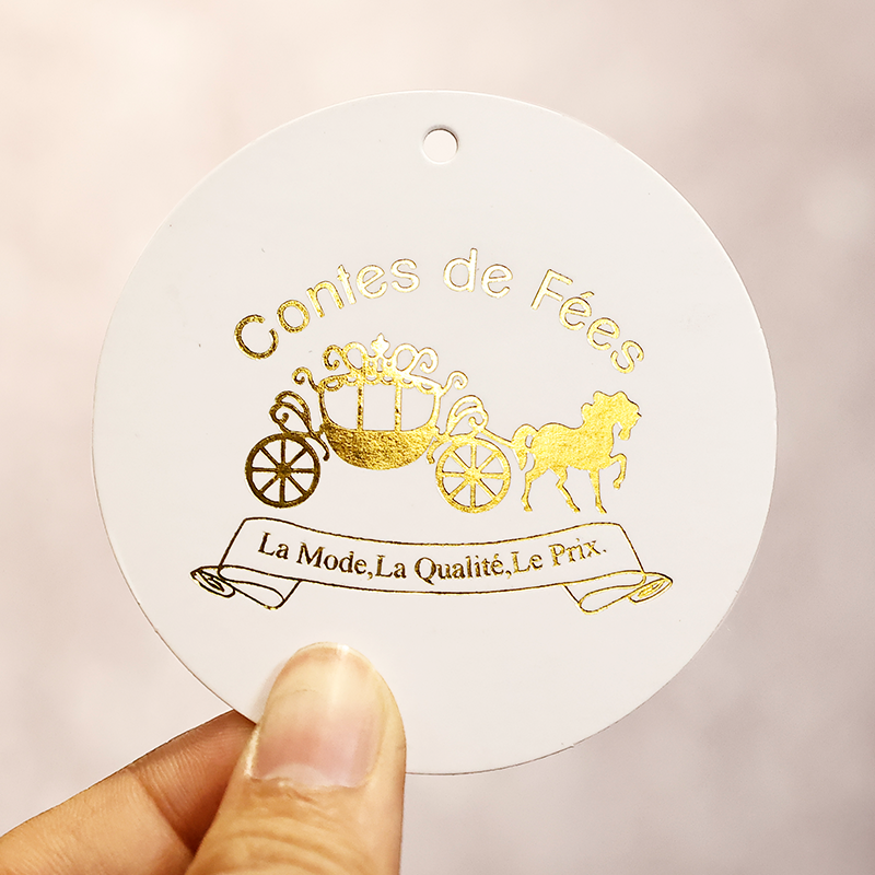 Round pattern gold stamping hangtag 2.19