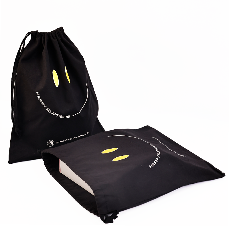 Black canvas drawstring bag 7.8