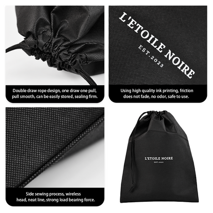 Black non-woven drawstring bag 7.18
