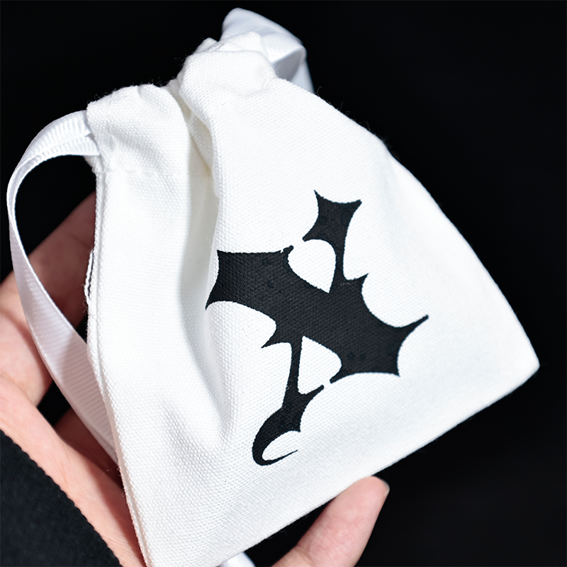 White small canvas drawstring bag 12.17