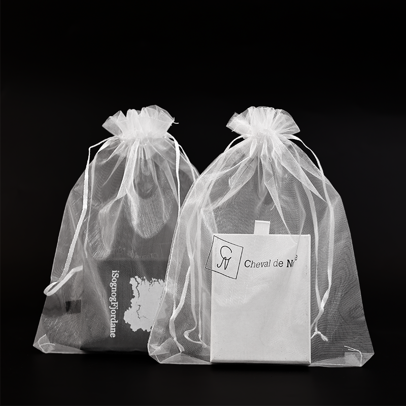 White transparent mesh drawstring bag 7.23