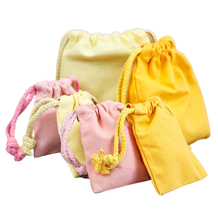 Yellow and pink drawstring cotton bag 10.23