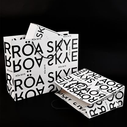 White multi-size pattern full-print paper bag gift box set
