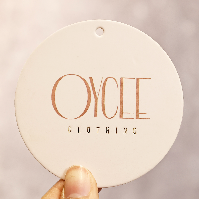 Round pattern gold stamping hangtag 2.19