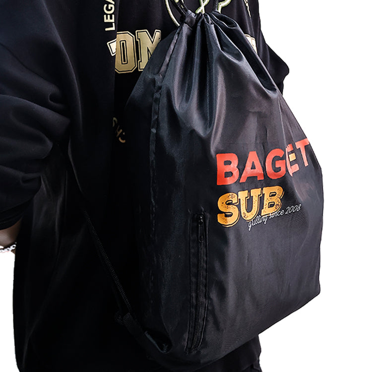 Black Backpack Drawstring Bag 11.8