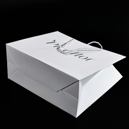 White pattern hot stamping silver card tote bag