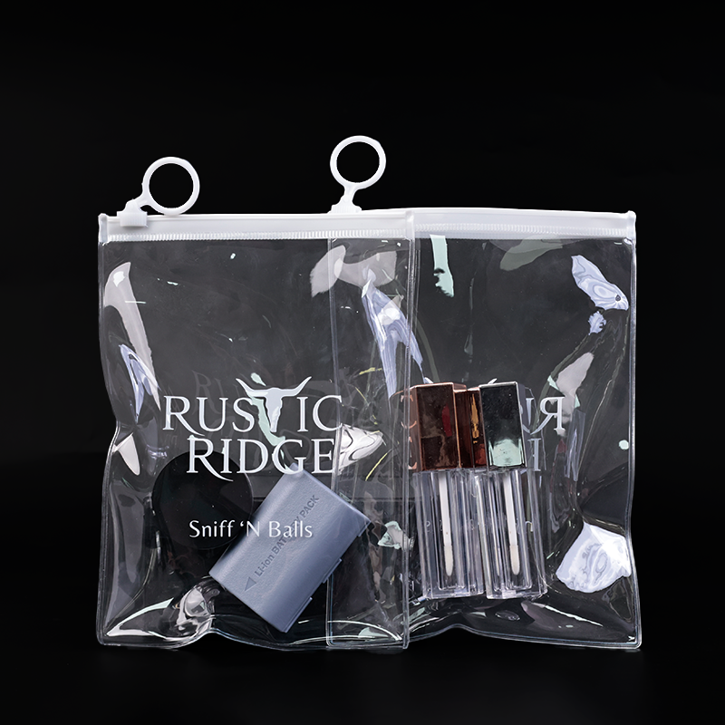 Long transparent PVC zipper bag with ring
