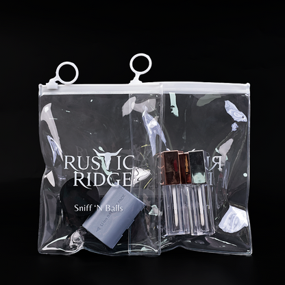 Long transparent PVC zipper bag with ring