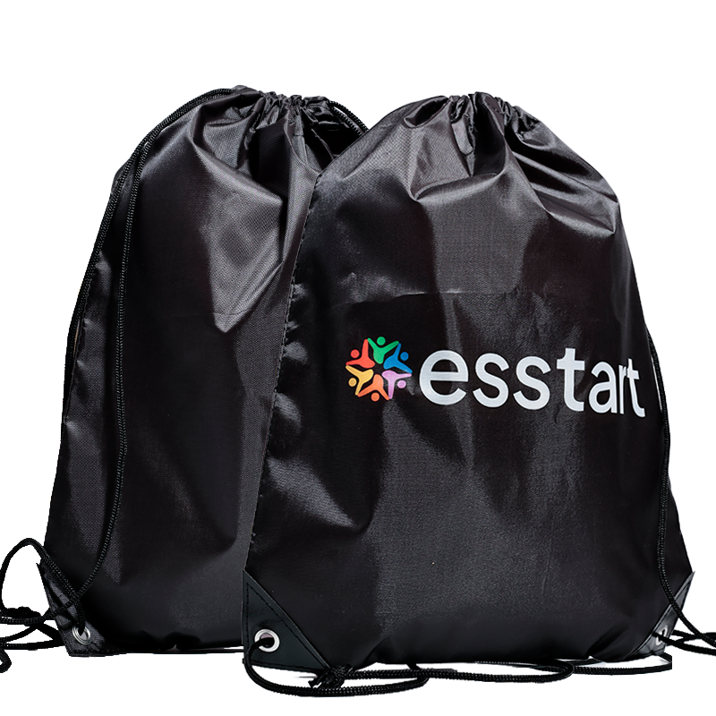 Black polyester drawstring backpack bag 1.13