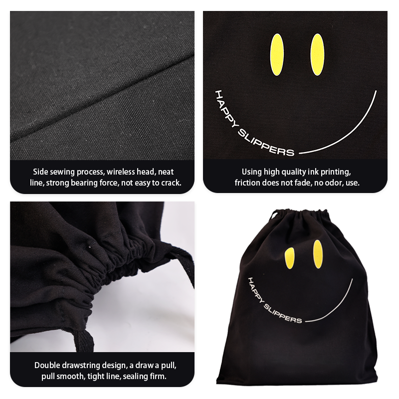 Black canvas drawstring bag 7.8