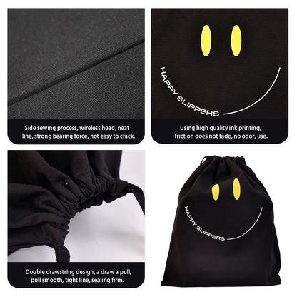 Black canvas drawstring bag 7.8
