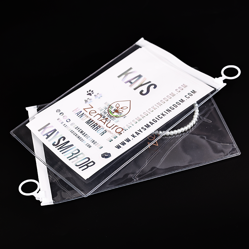 White transparent PVC ring zipper bag