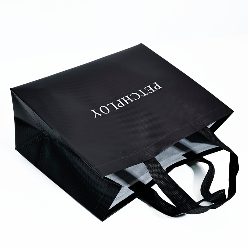 Black glossy multi-size non-woven tote bag 12.4