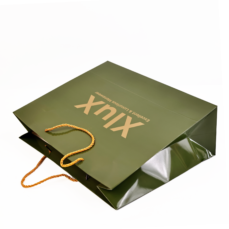 Green gold printed white card tote bag
