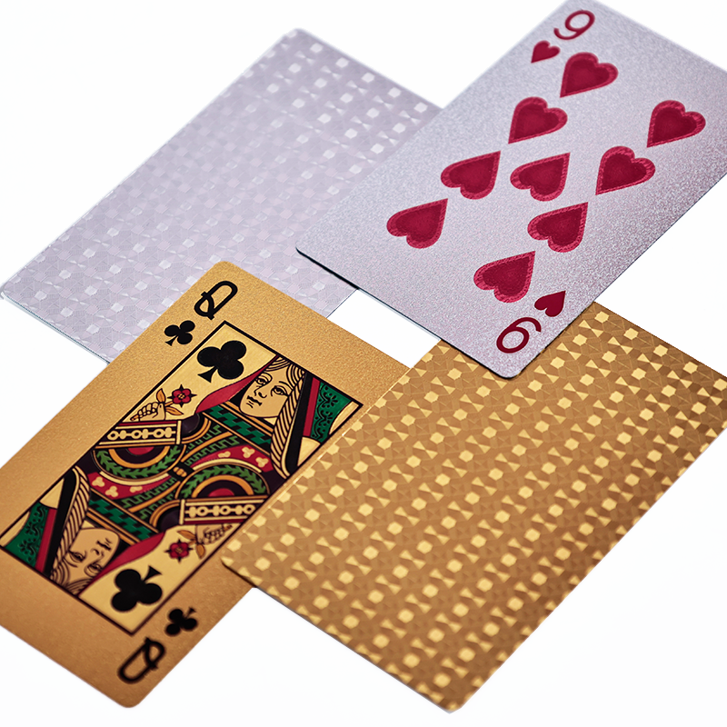 Gold and silver full-page glitter poker cards 11.28